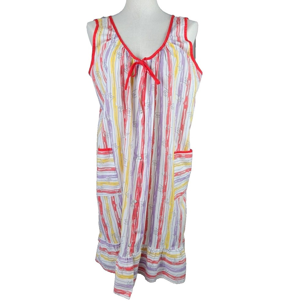 Vintage Artistic Fantasy House Dress Smock Apron Pockets Pearl Snap